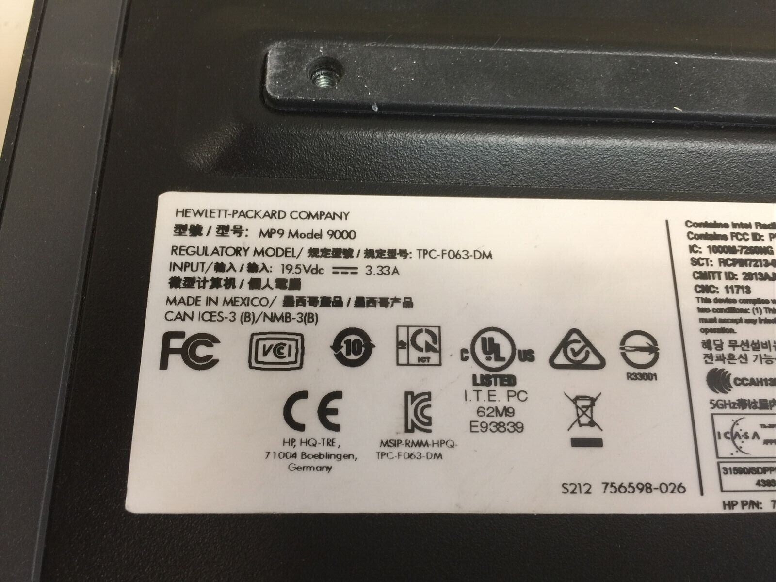$ HP  MP9 9000 i5-4570T 2.9GHz 8GB RAM 128GB SSD win10 /w AC