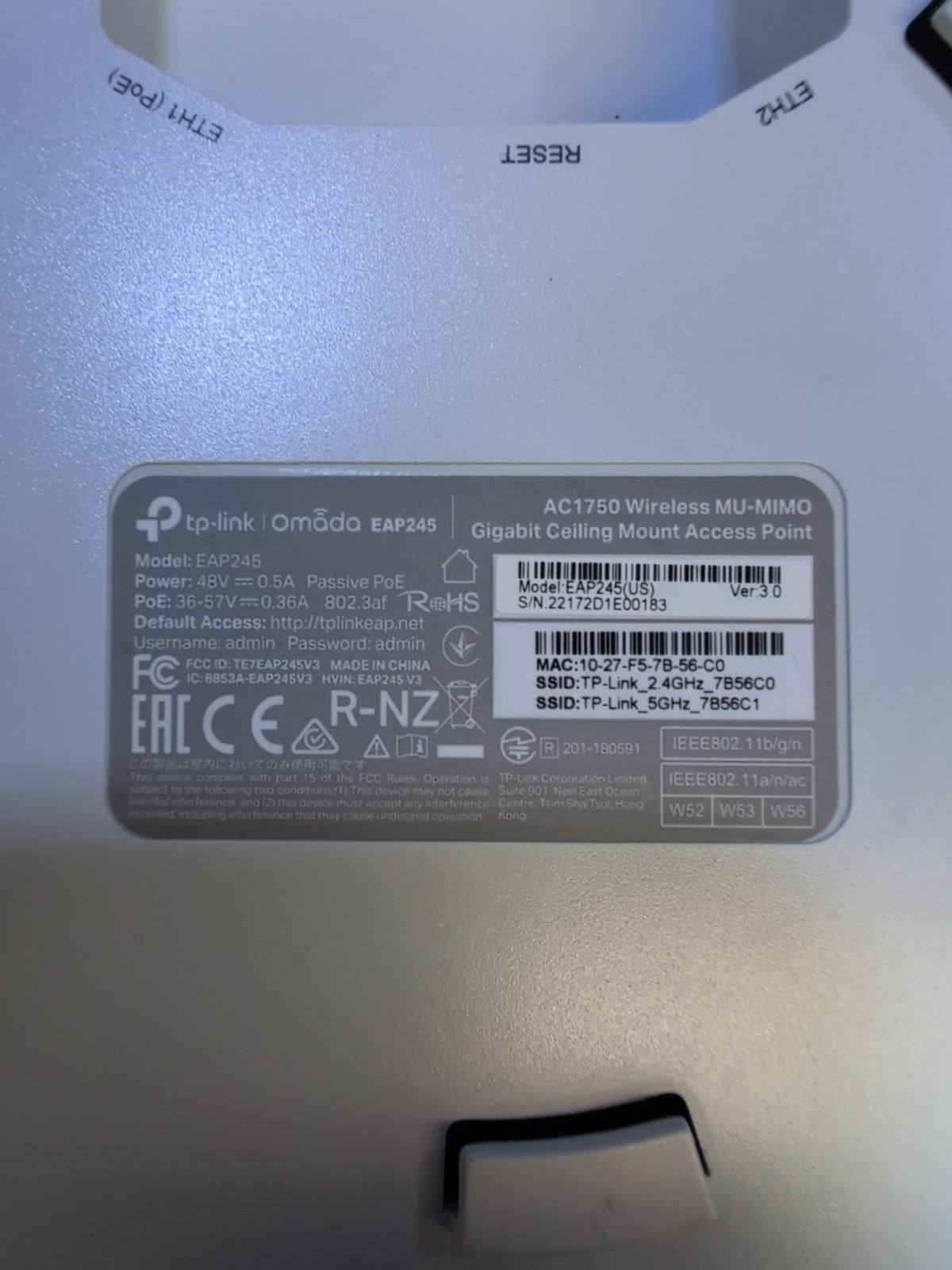 TP-Link EAP245 V3 | Omada AC1750 Gigabit Wireless Access Point W/Back Plate -