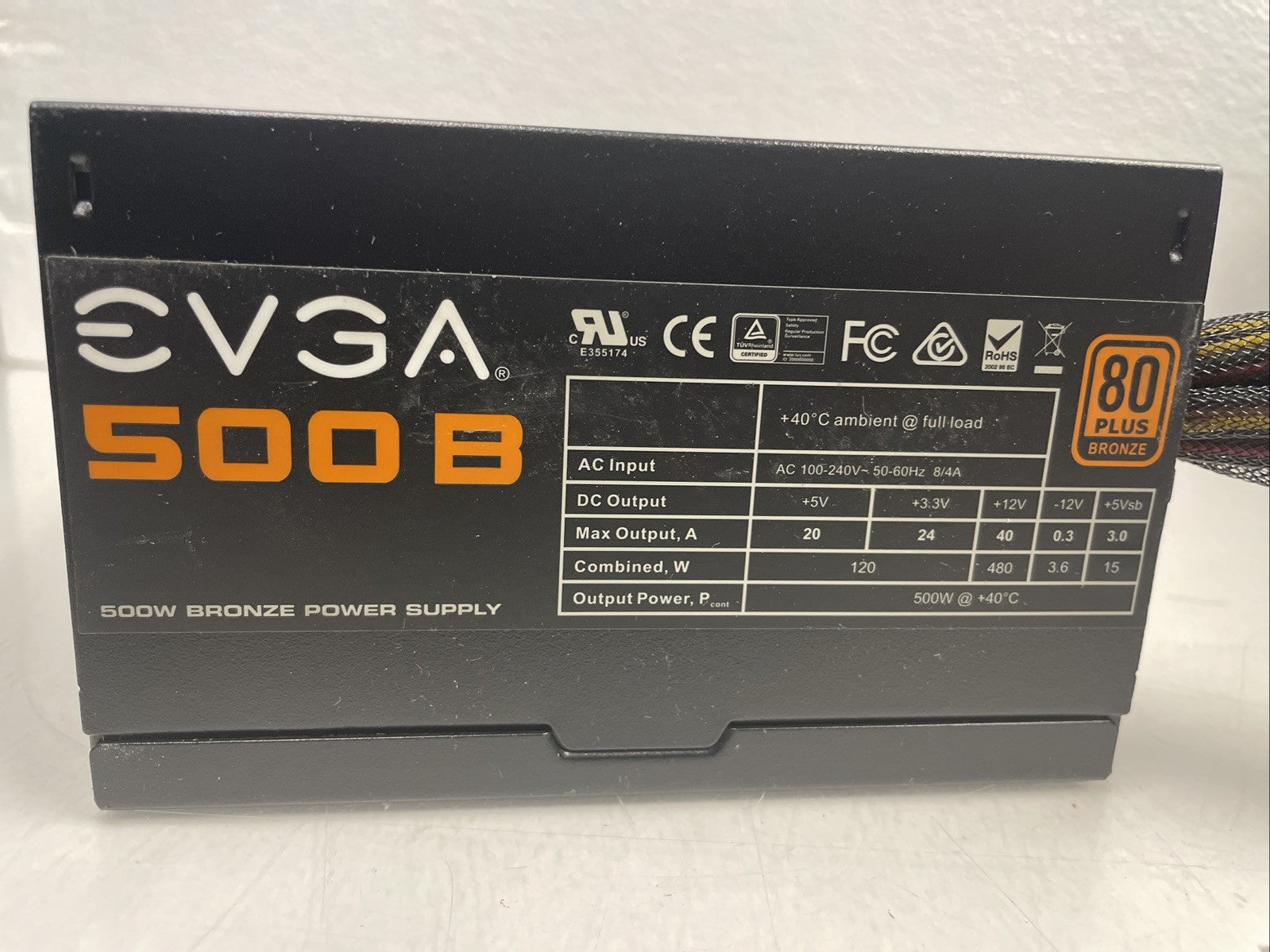 EVGA 500B 500W Bronze Power Supply 100-B1-0500   +