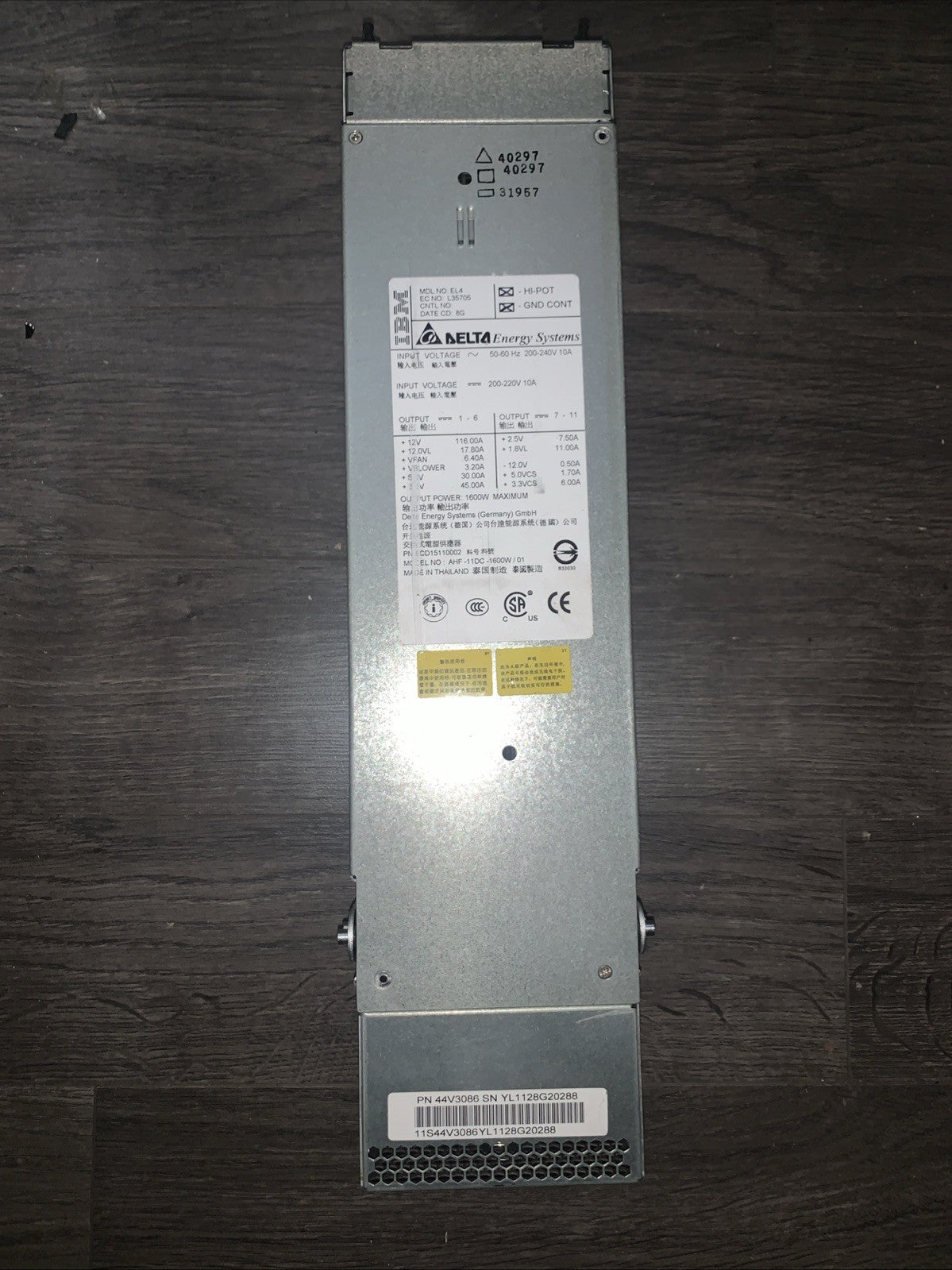 Delta EL4 1600W Industrial Power Supply 200-240V 116A 12V AHF-11DC