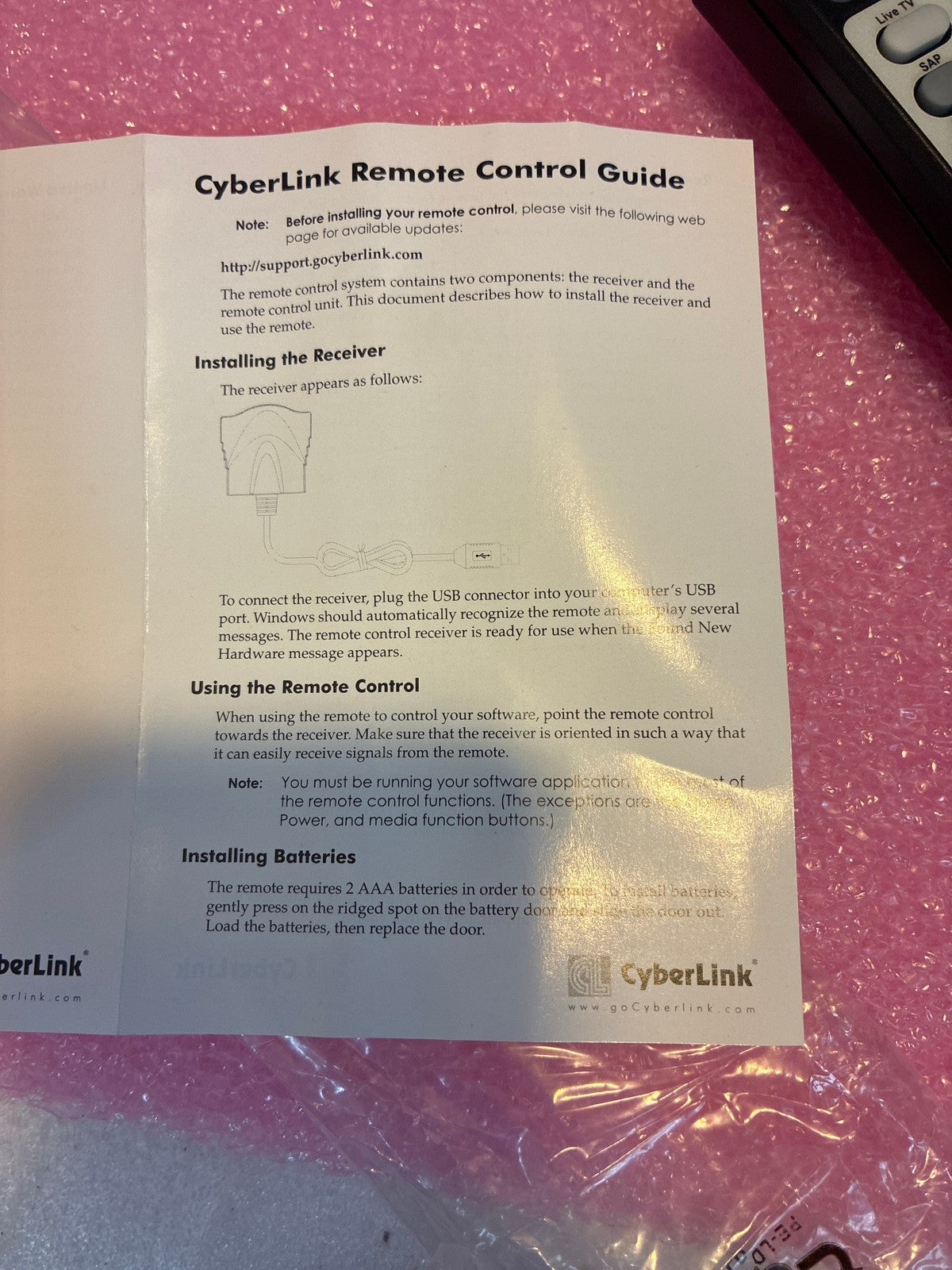 🔥 CyberLink Remote Control 14-K1 with USB IR Receiver for PC Media Center