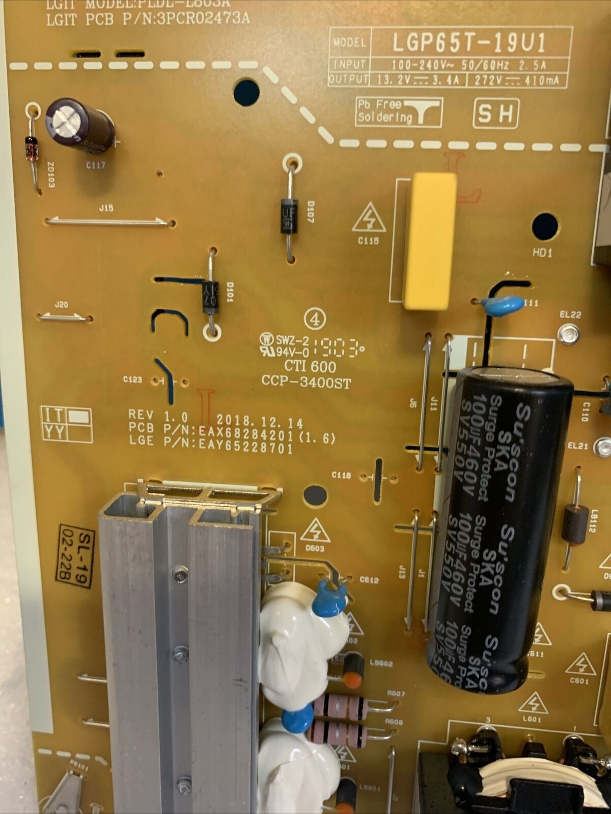 LG 65UM7300AUE POWER SUPPLY BOARD LGP65T-19U1