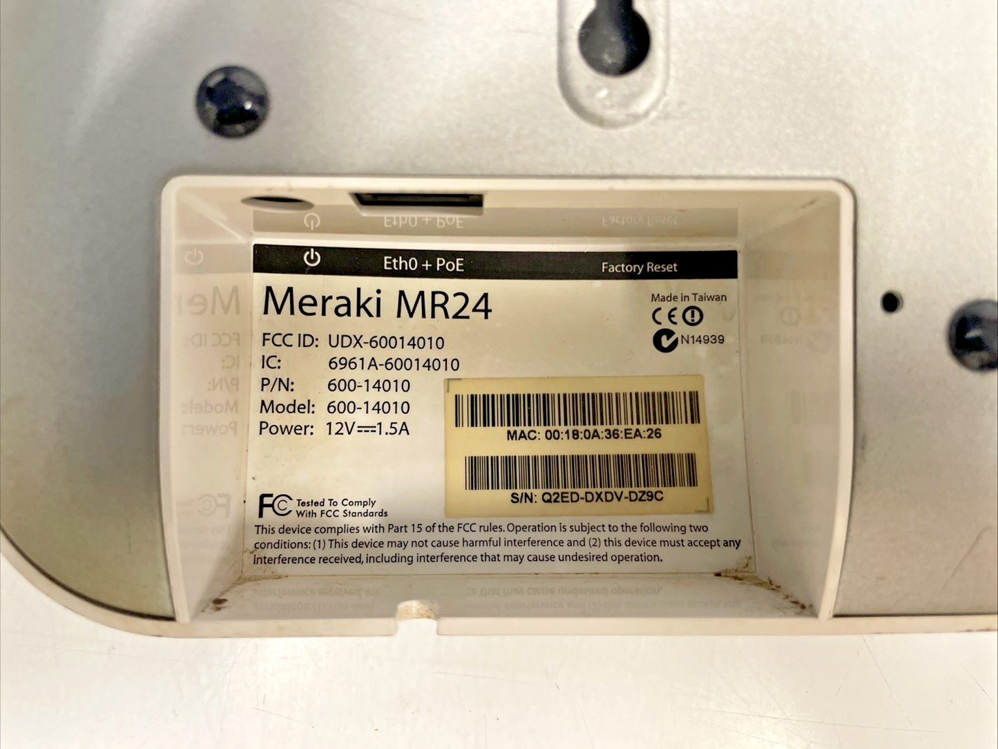 Cisco Meraki MR24 Wireless AP Model 600-14010 no MOUNT no AC  +
