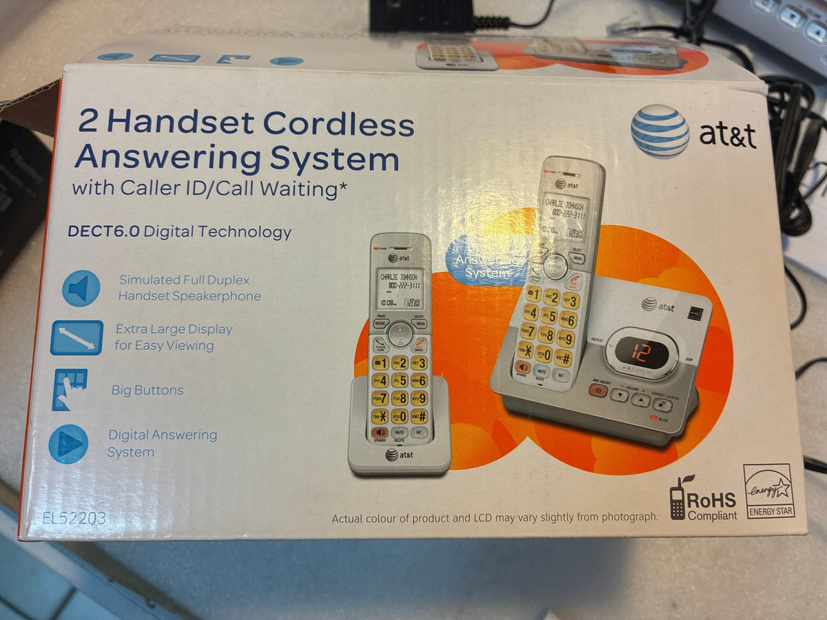 🔥 AT&T EL52203 2 Handset Cordless Phone DECT 6.0 Answering System Caller ID