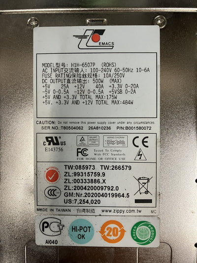 ~ EMACS H1H-6507P Alimentazione Elettrica 500W 1U ATX 24-PIN