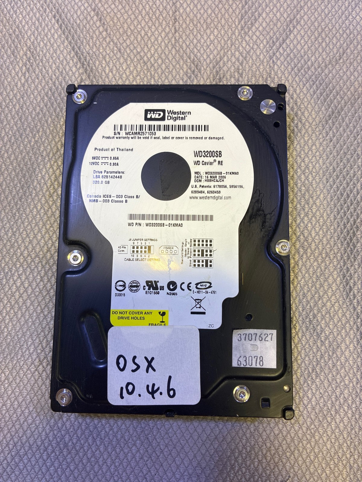 🔥 Western Digital WD Caviar RE WD3200SB-01KMA0 320GB 3.5" IDE HD + OS X 10.4.6