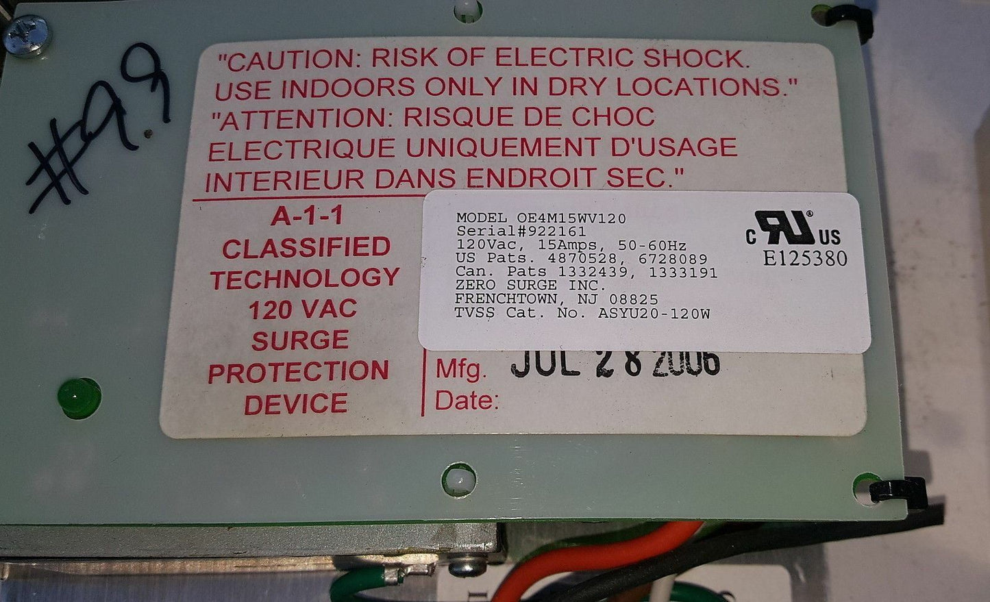 1 x OEM Open Chassis mode surge/noise protection module OE4M15WV120 (120V 15A)