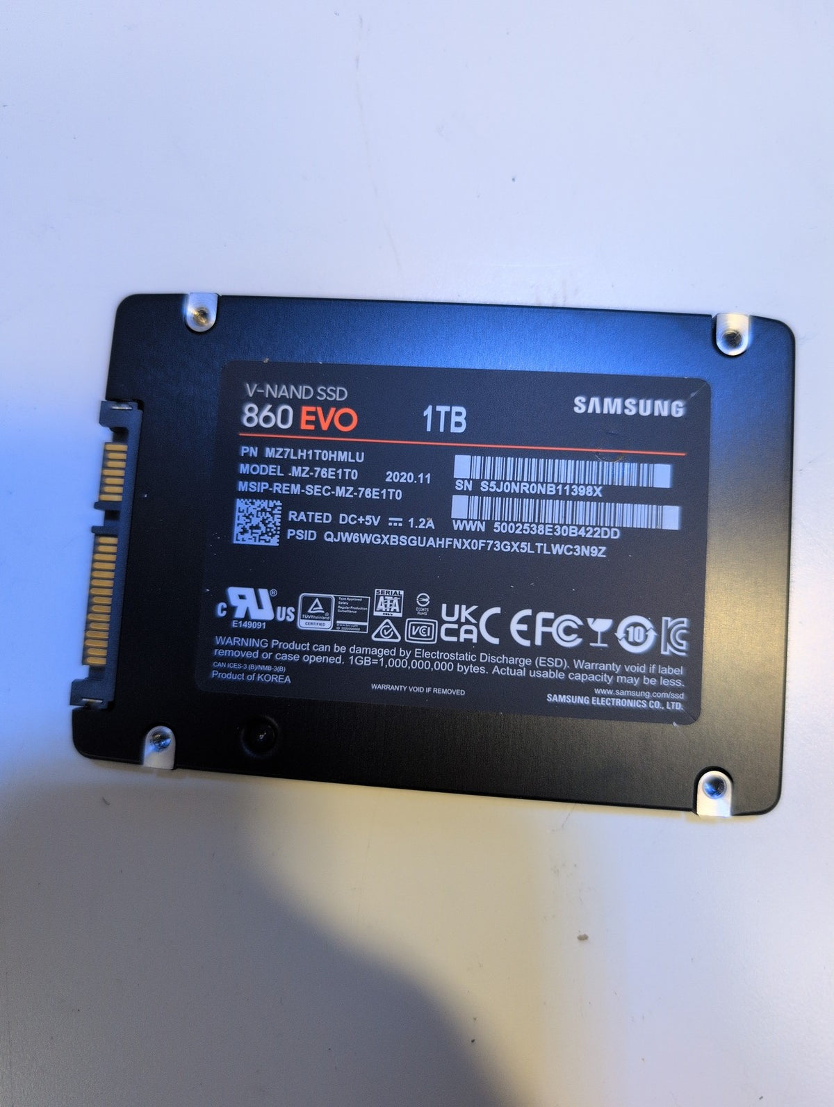 🎸 Samsung 860 EVO 1TB 2.5in SATA III Internal SSD MZ-76E1T0 100% Health