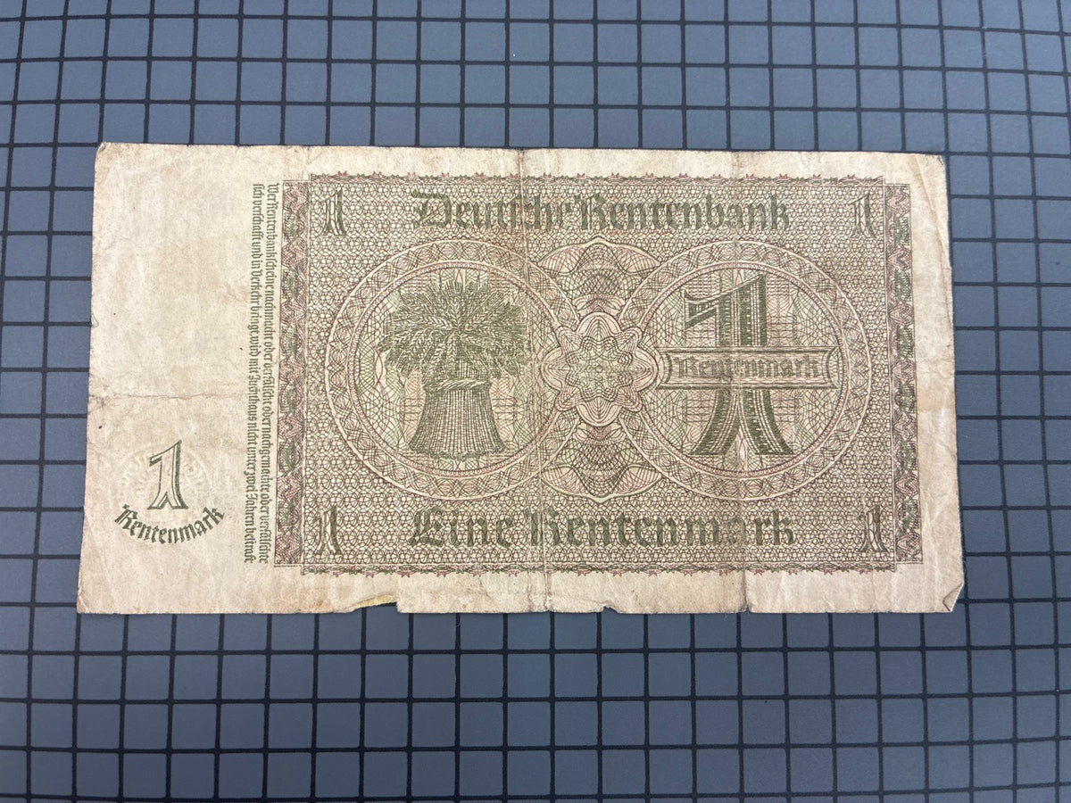 🔥 1937 Germany 1 Rentenmark Banknote Deutsche Rentenbank Berlin Q.58876525