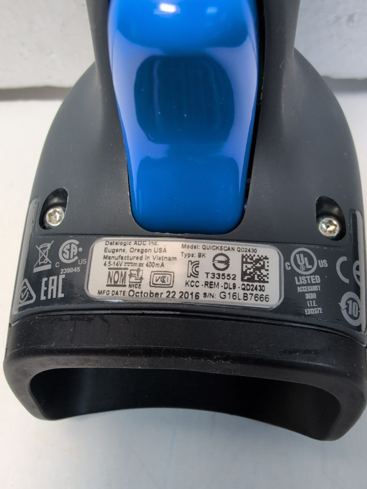 🔥 Datalogic QuickScan QD2430 USB Handheld Laser POS Barcode Scanner (NO CABLE)-