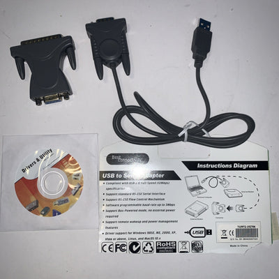 USB 2.0 to 9 & 25 pin Serial RS232 Cable DB9/DB25 Data Cable Adapter Converter