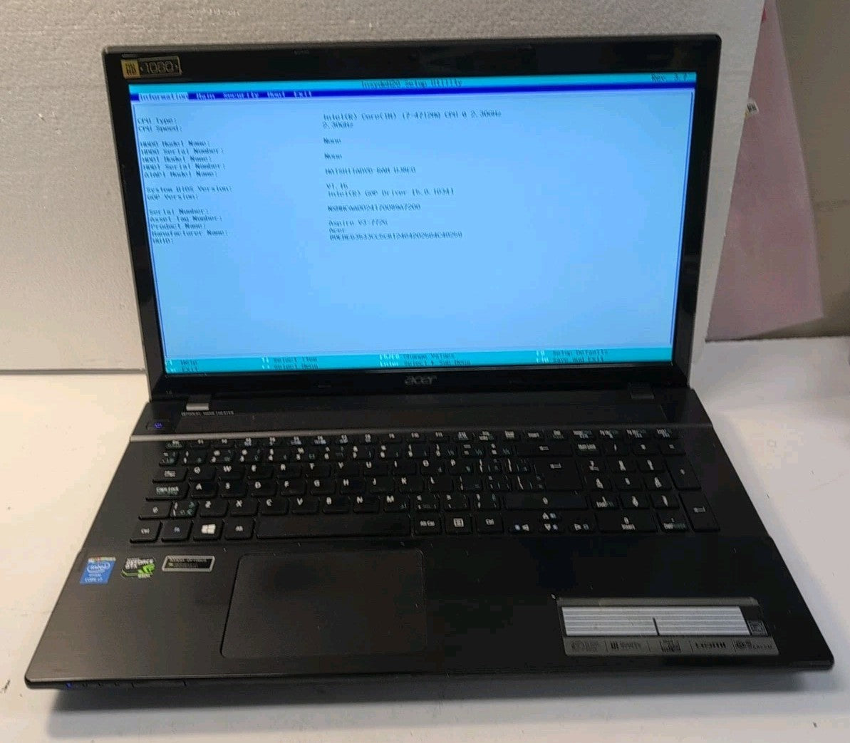 (AS IS) Acer Aspire V3-772G 17" Laptop Intel i7-4712MQ 2.30GHz/ 4GB RAM/NO HDD -