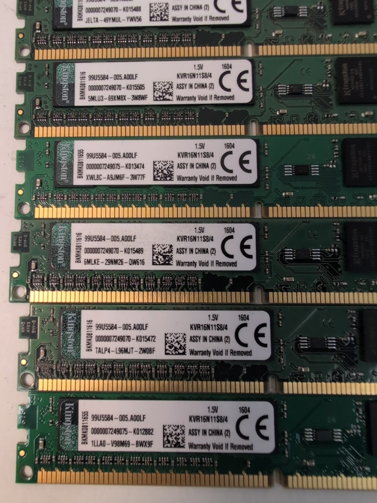 🔥9x Kingston KVR16N11S8/4 36GB (9x4GB) PC3-12800 Desktop Memory Low Profile  -