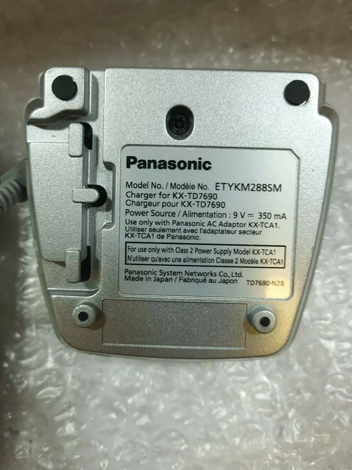 - 1x Panasonic ETYKM288SM Cradle & AC Adapter For KX-TD7690 Cordless Telephone