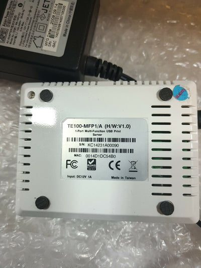 - TRENDNET TE100-MFP1/A ONE PORT USB PRINT Server with AC ADAPTER