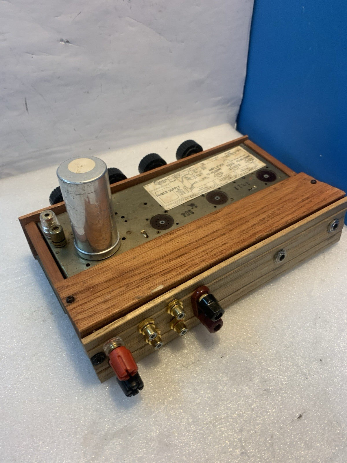 🔥 Vintage Tube Amplifier Chassis ECL82 6BM8 12AX7 Wood Case Untested