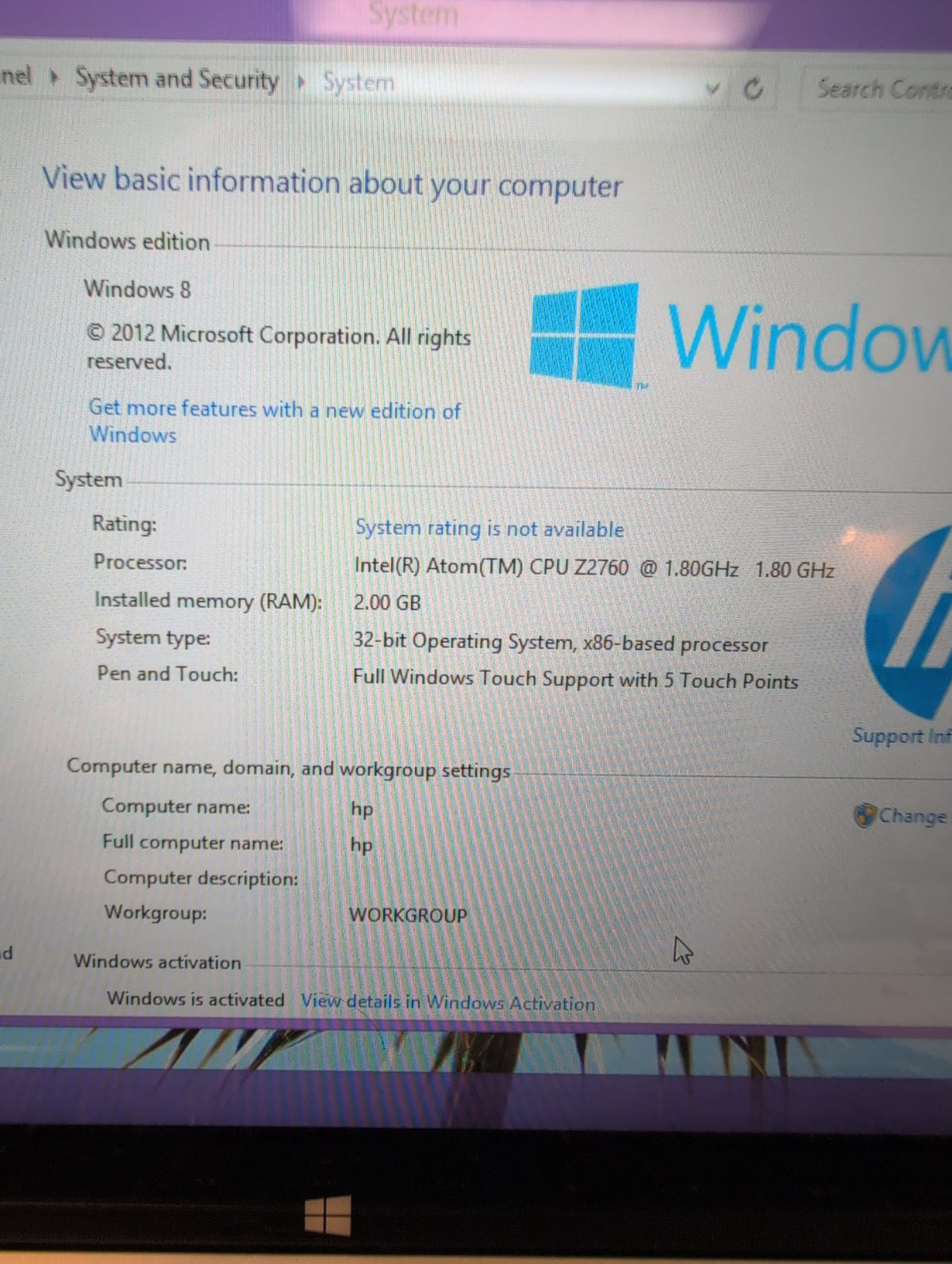 HP ENVY x2 TPN-P104 2-in-1 Tablet Laptop Intel Atom Z2760 2GB 64GB Win 8 -
