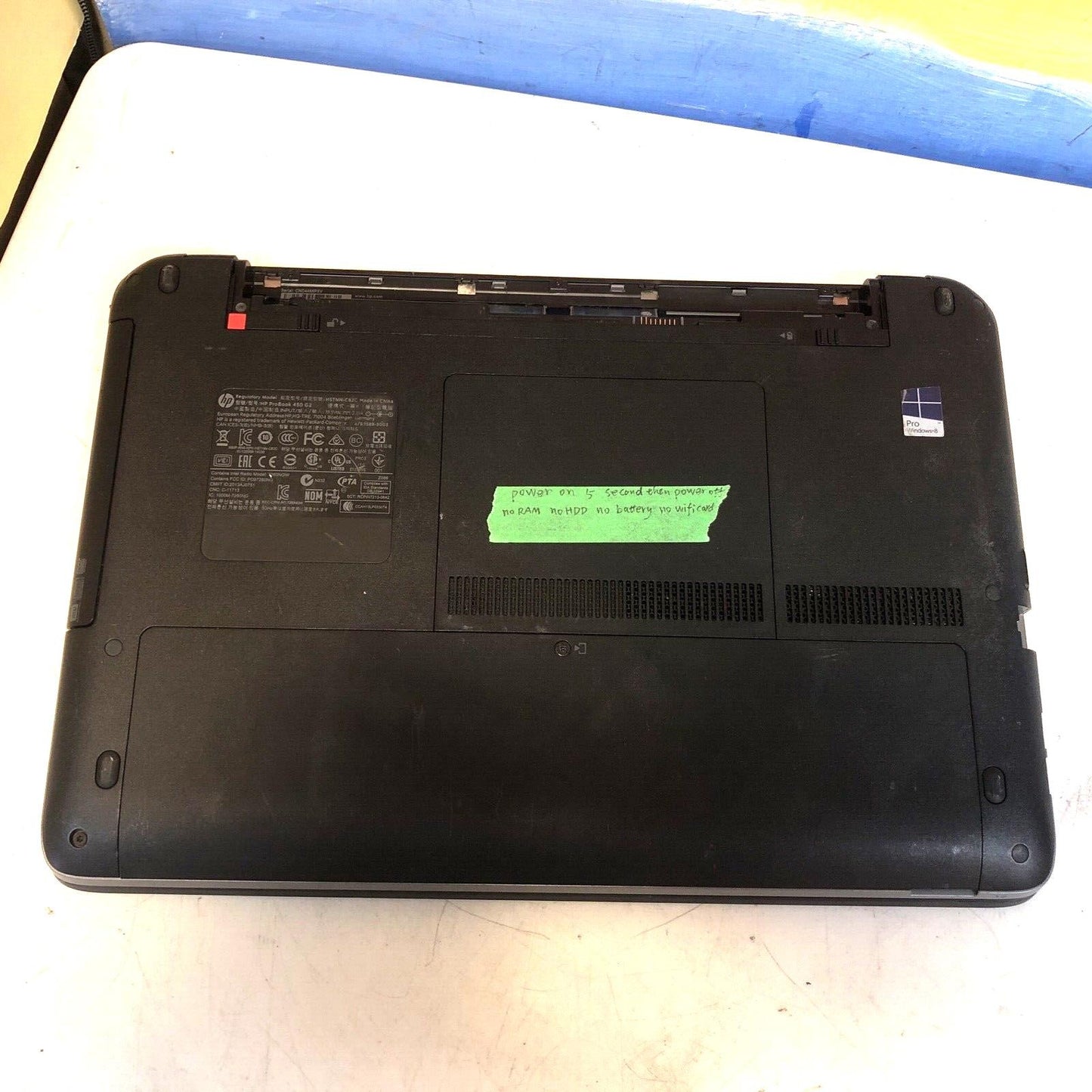 $ HP ProBook 450 G2 15.6" /w CPU no RAM no HDD no battery no wifi card no caddy