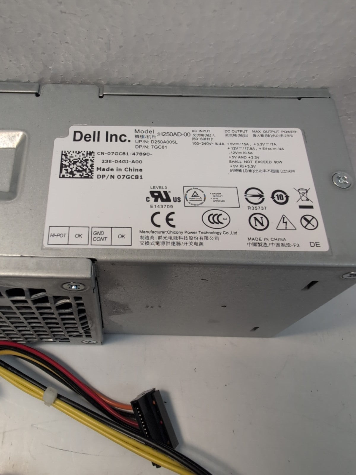 🔥 Dell 7GC81 07GC81 250W Desktop Power Supply H250AD-00 For 390 -