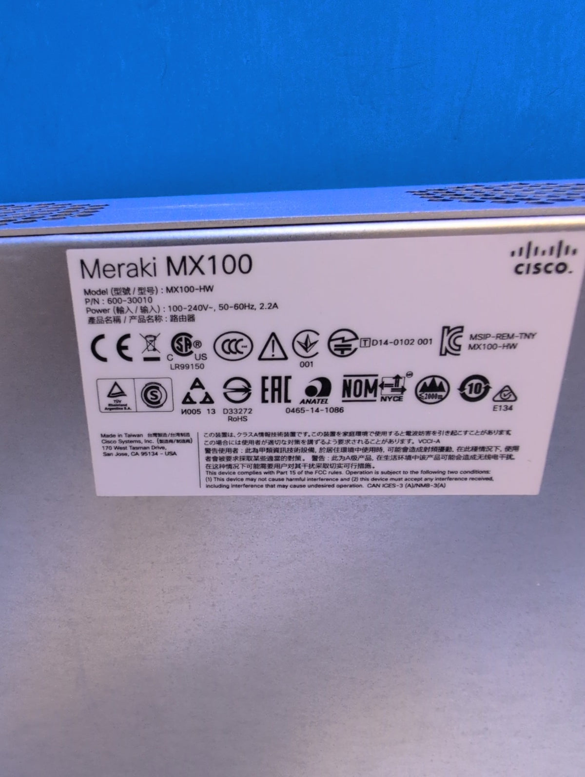 🎸 Cisco Meraki MX100-HW Firewall Security Appliance (Lot of 2)