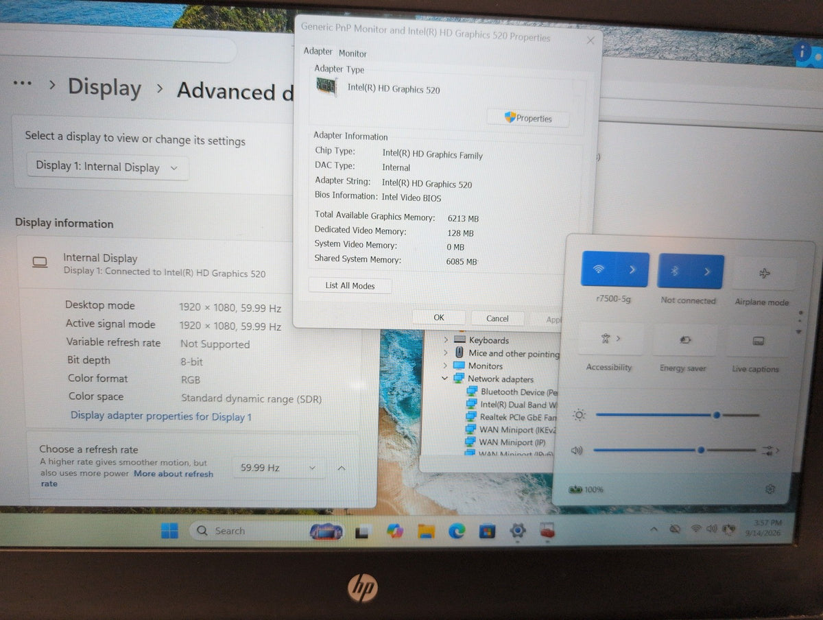 🎸 HP Envy 14-j153ca 14" Laptop Intel Core i5-6200U 12GB RAM 250GB SSD Win11