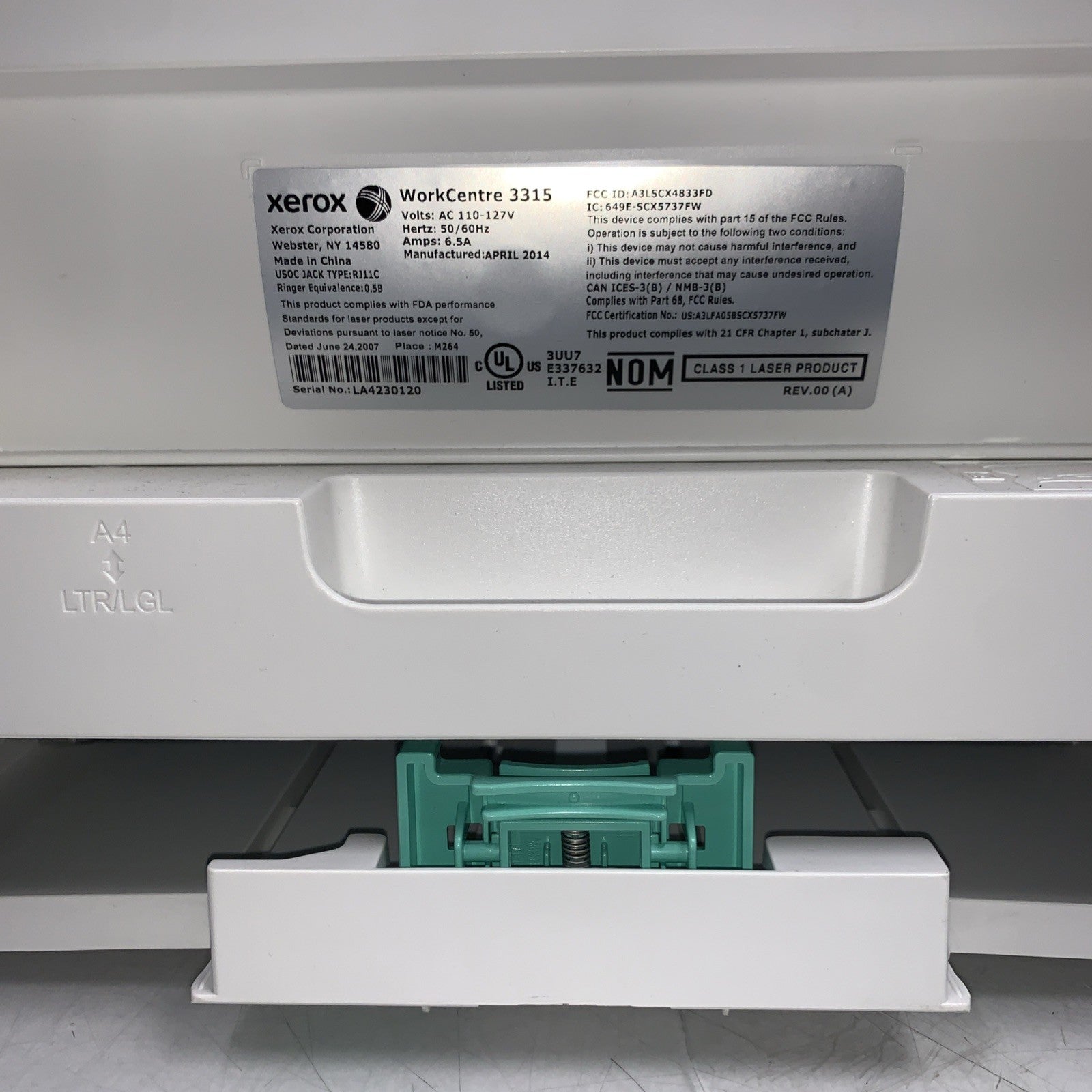 Nice ~ Xerox WorkCentre 3315 AIO Monochrome Laser Printer (low page count 18K)