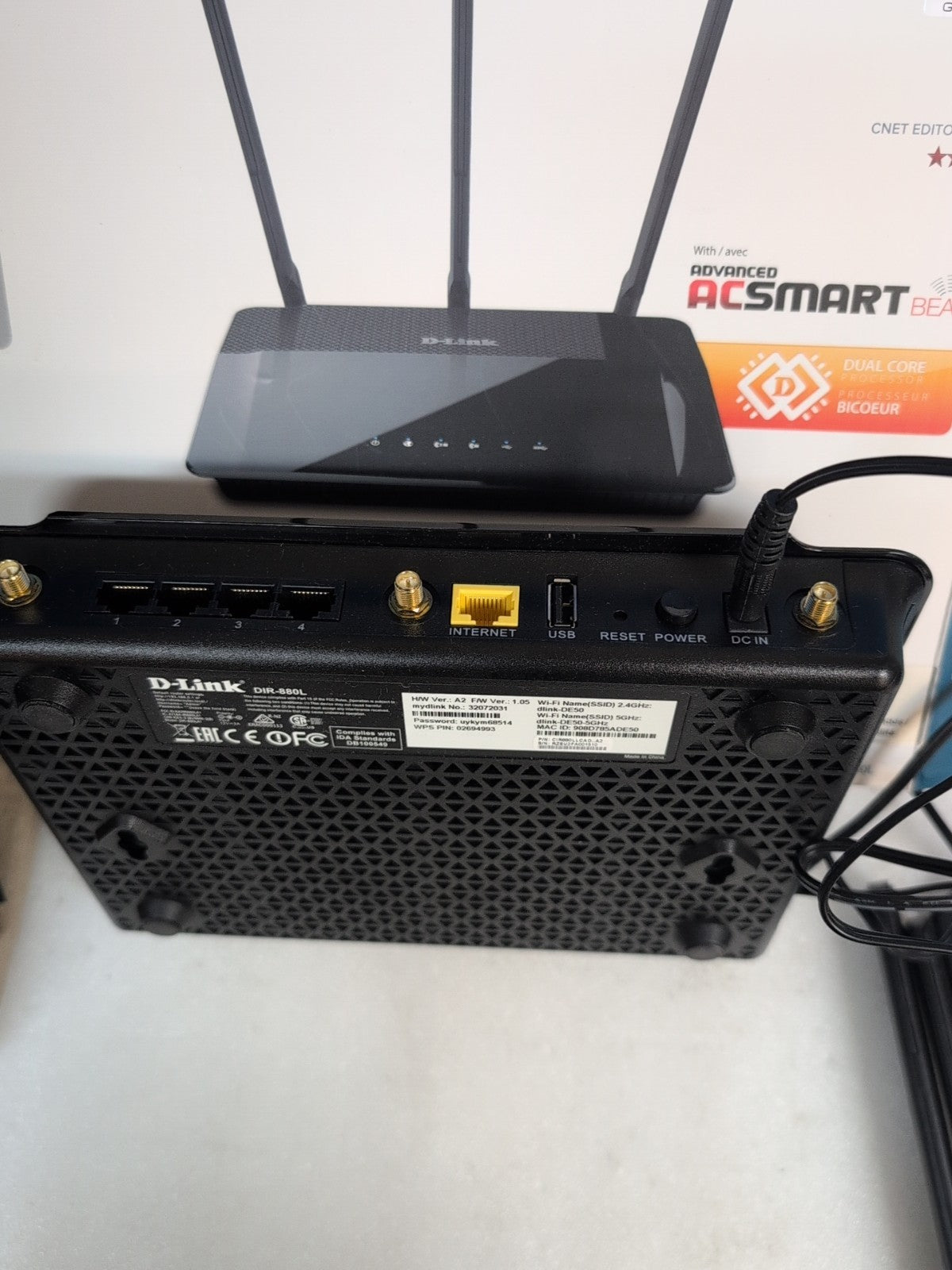 D-Link DIR-880L Wireless AC1900 Dual Band Gigabit Cloud Router With BOX Tested -