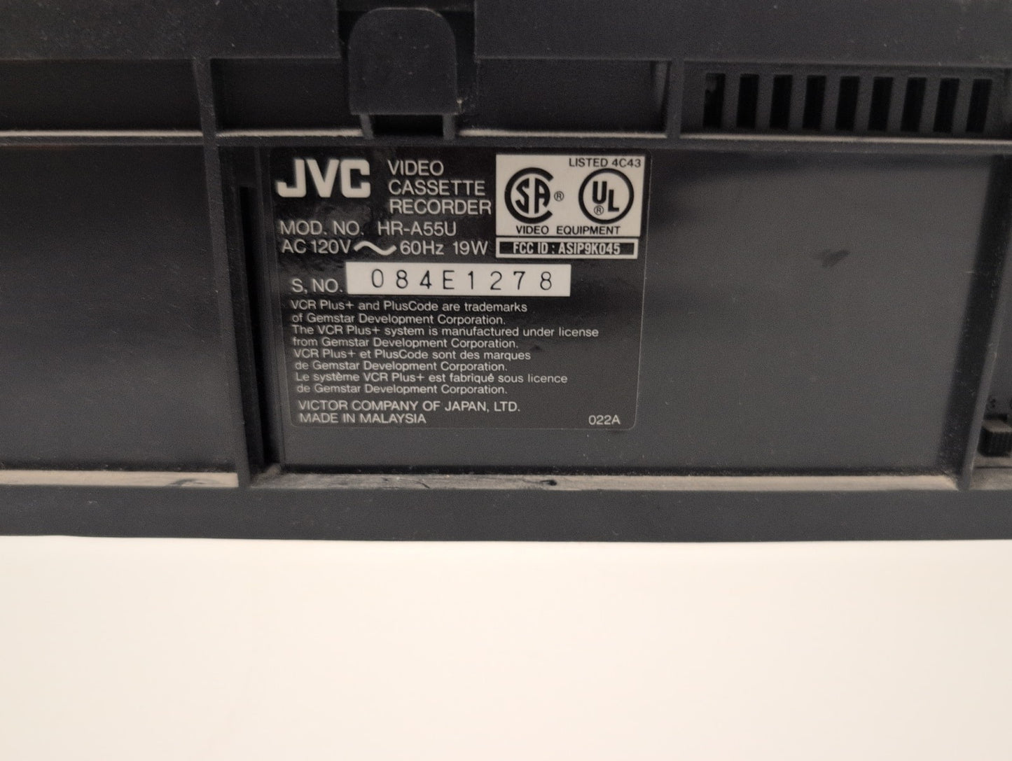 🔥 JVC Pro-Cision 19u Head HI-FI VCR Video Cassette Recorder HR-A55U Tested -