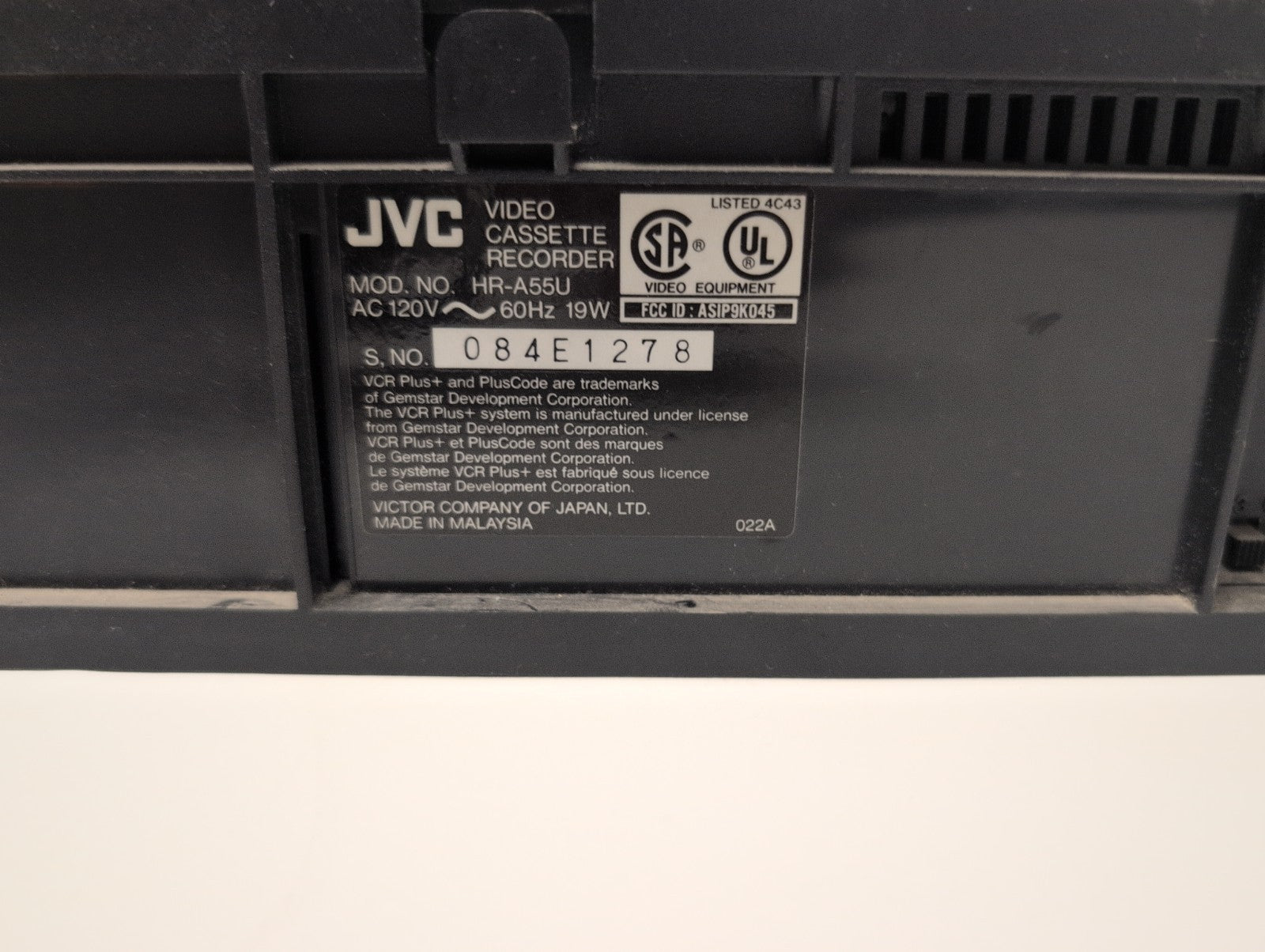 🔥 JVC Pro-Cision 19u Head HI-FI VCR Video Cassette Recorder HR-A55U Tested -