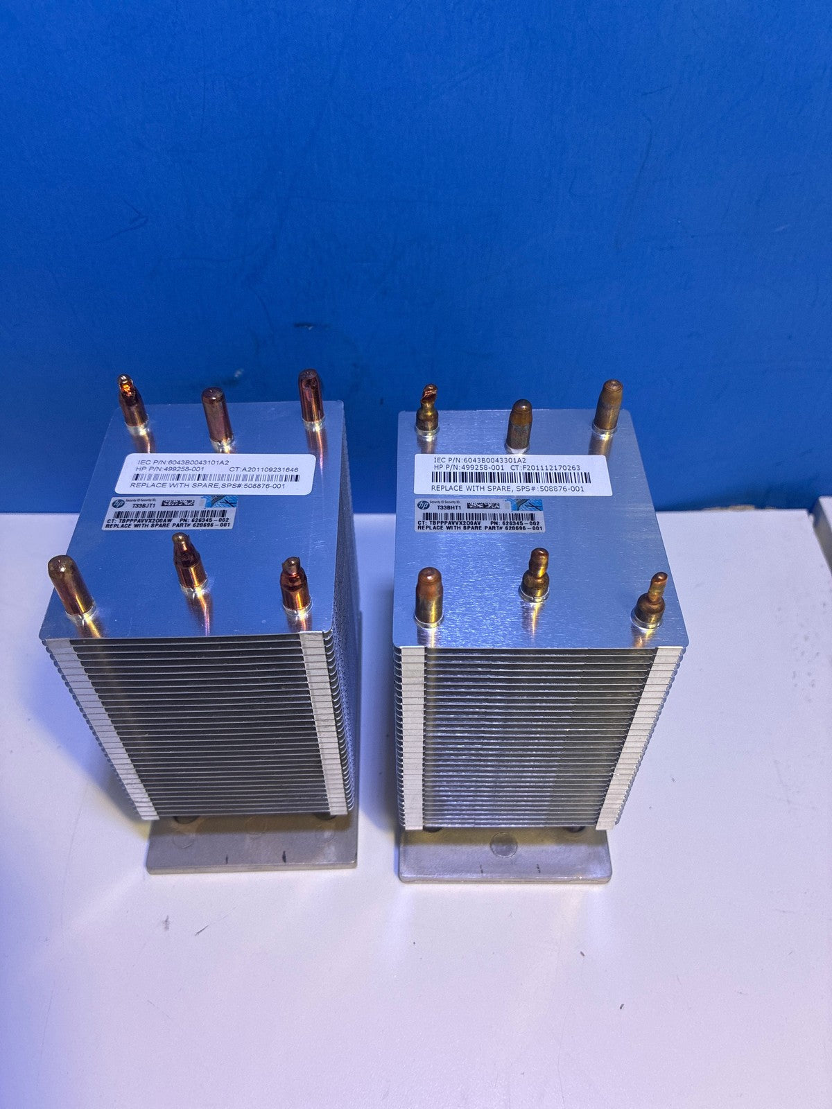 🔥 HP Server CPU Heatsink 499258-001 Aluminum Copper Heat Pipe Set of 628696-001
