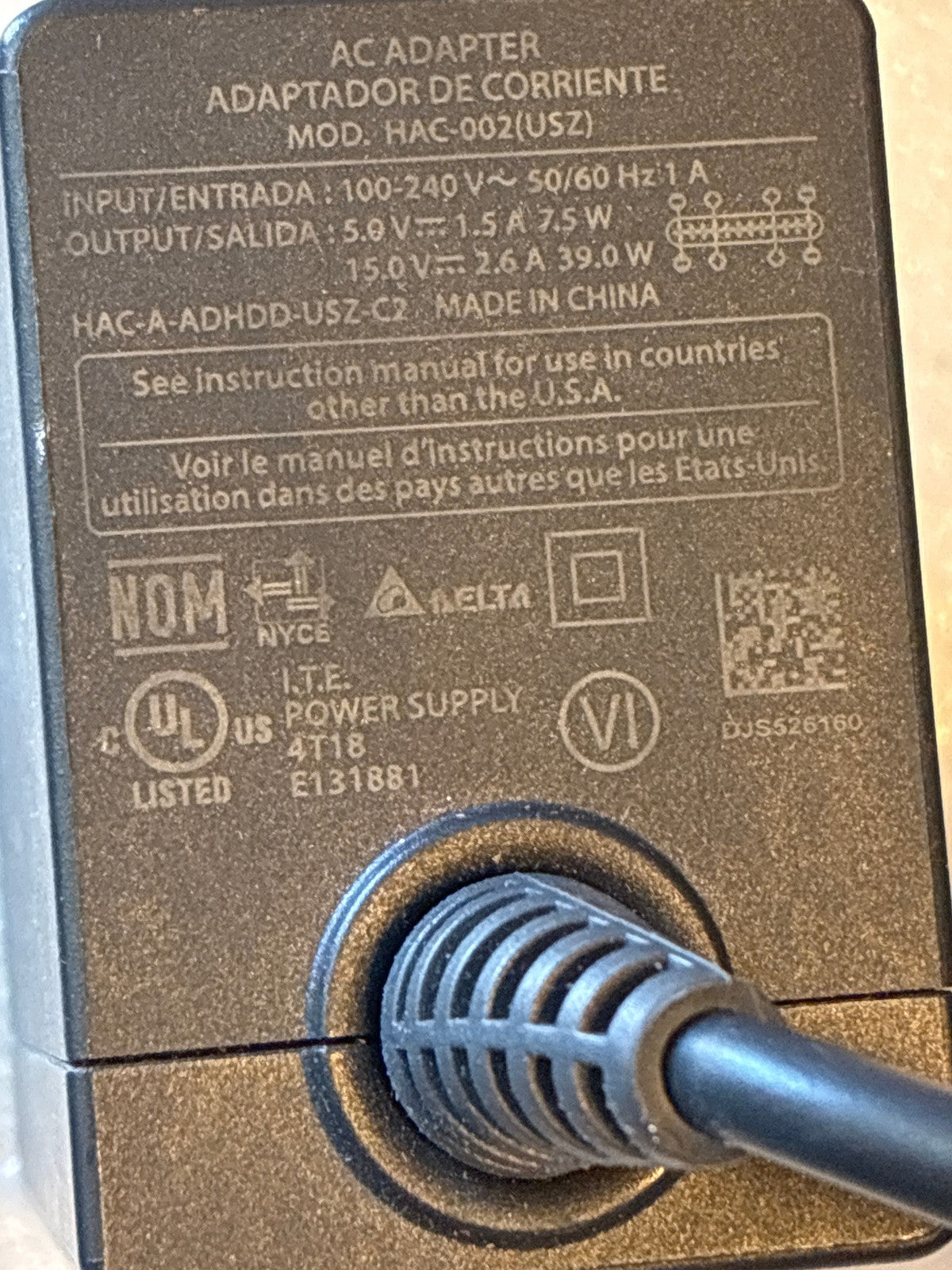 🔥 Nintendo Switch AC Adapter HAC-002(USZ) Official USB-C Power Supply Black