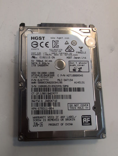 HGST Travelstar 5K1000 1TB 2.5 in SATA HDD HTS541010A9E680 -