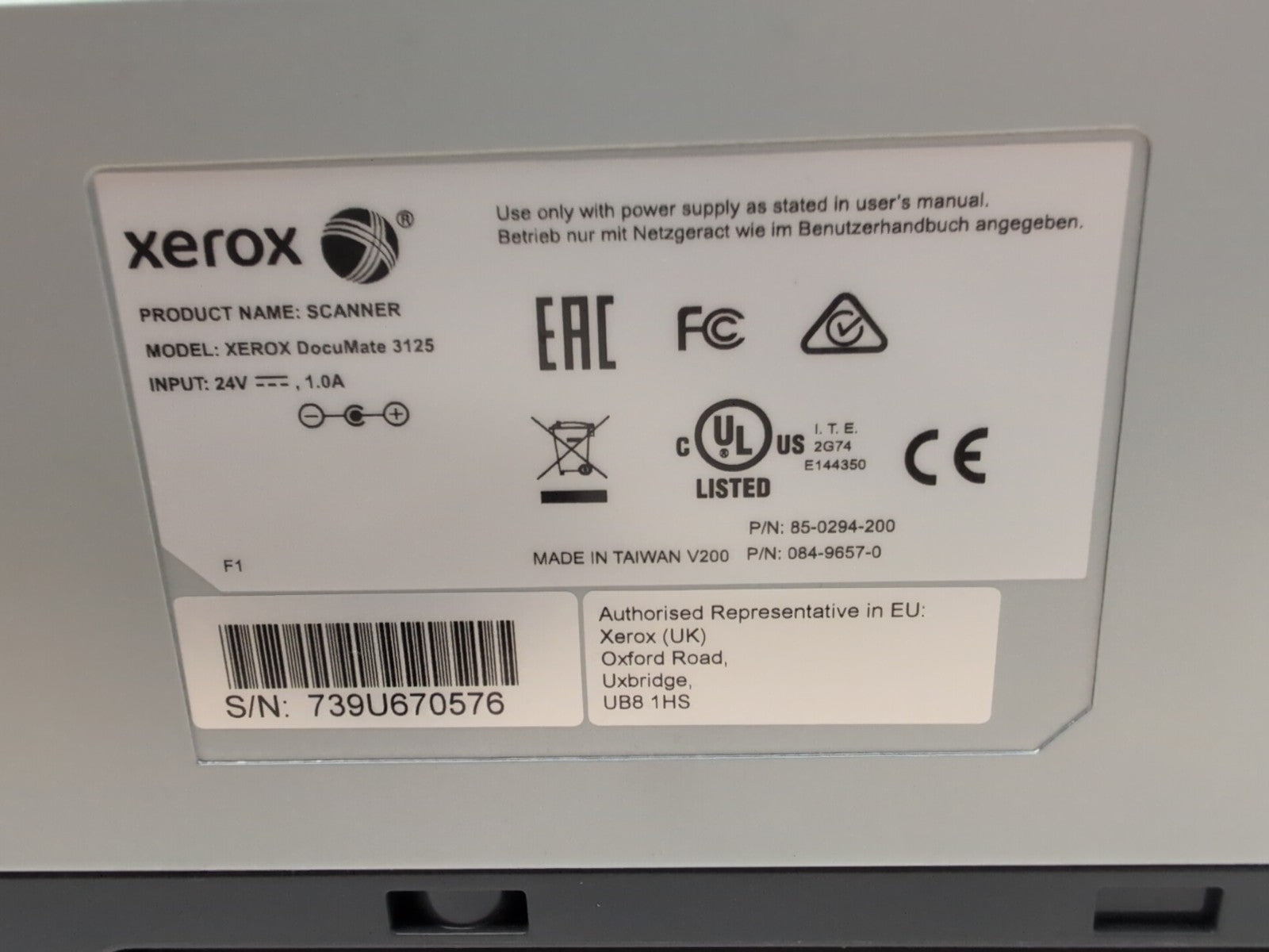 🔥 Xerox DocuMate 3125 Duplex Color USB Document Scanner With Power Adapter -
