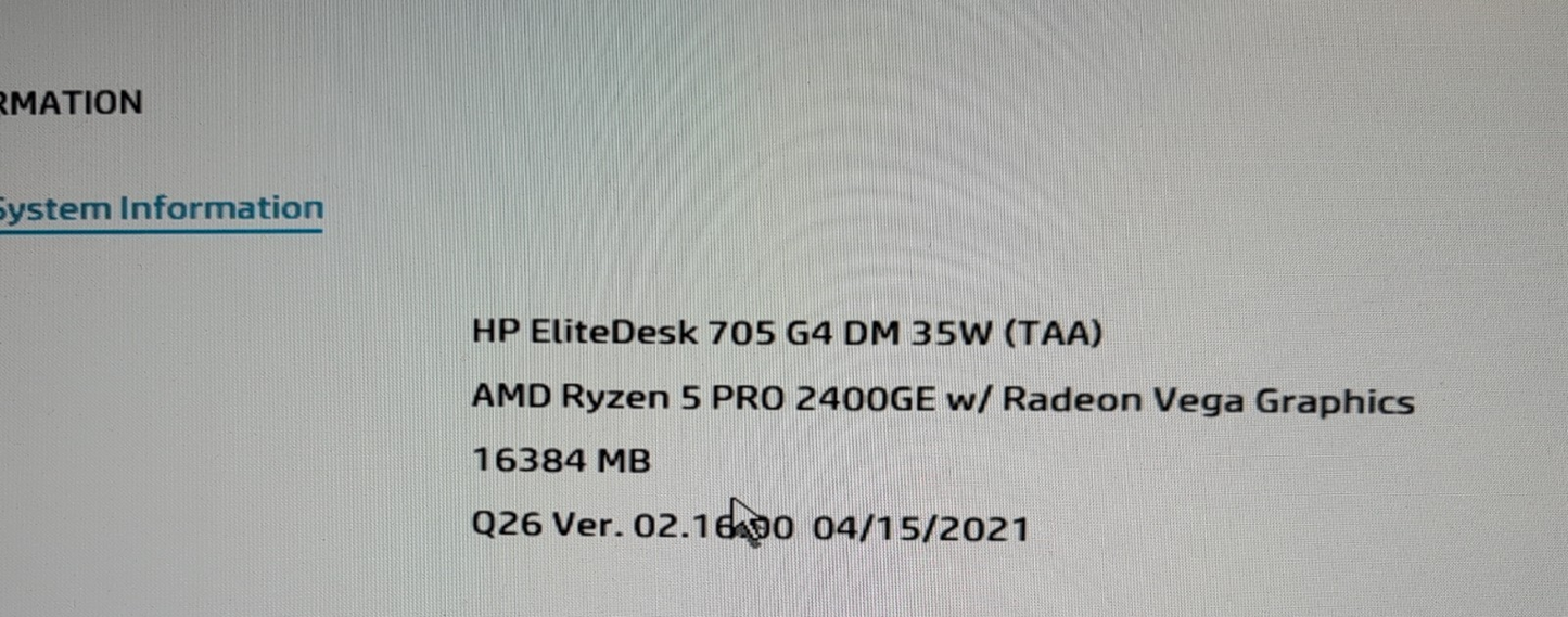 🔥HP EliteDesk 705 G4 Mini-PC Ryzen 5 Pro 2400GE/One 16GB DDR4(NO SSD,NO WiFi) -
