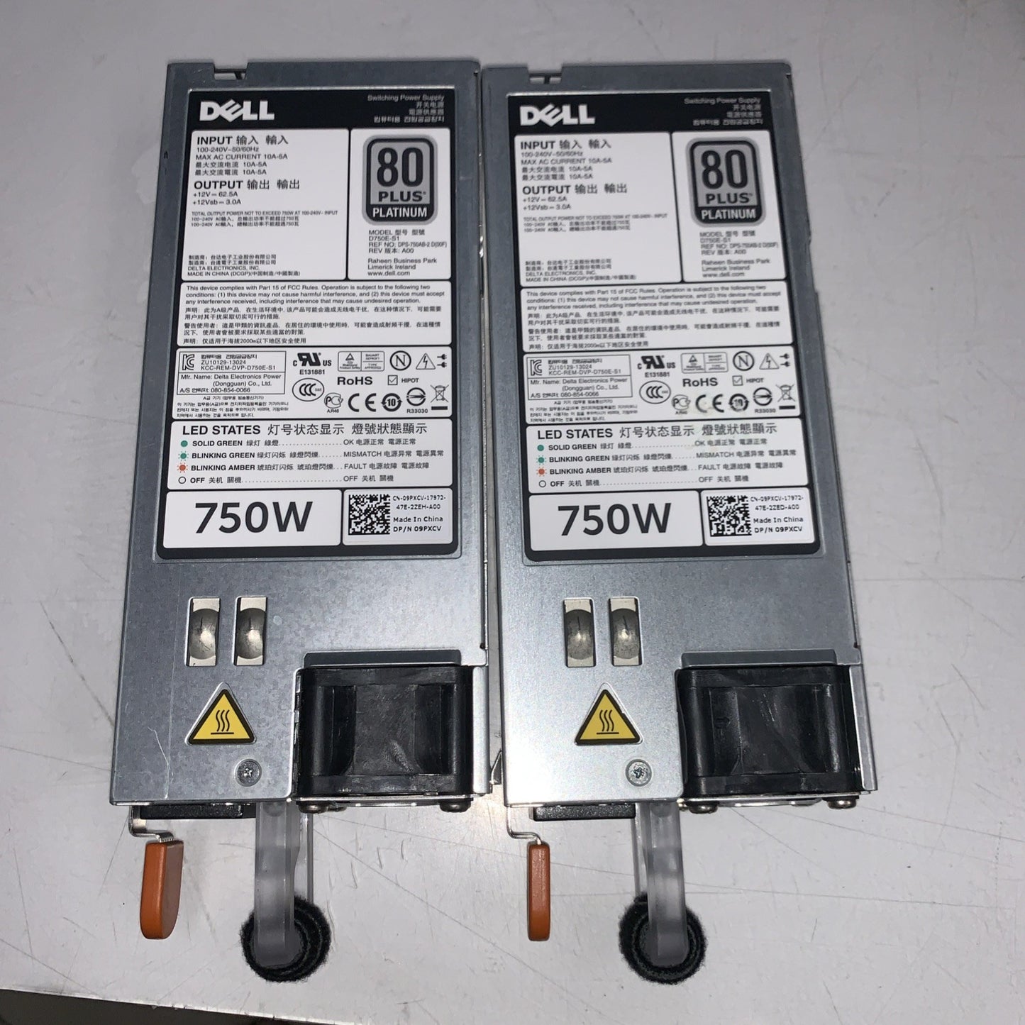 (2x) Dell 750W Hot Swaps Power Supply For PowerEdge R720 R620 5NF18 6W2PW 9PXCV-