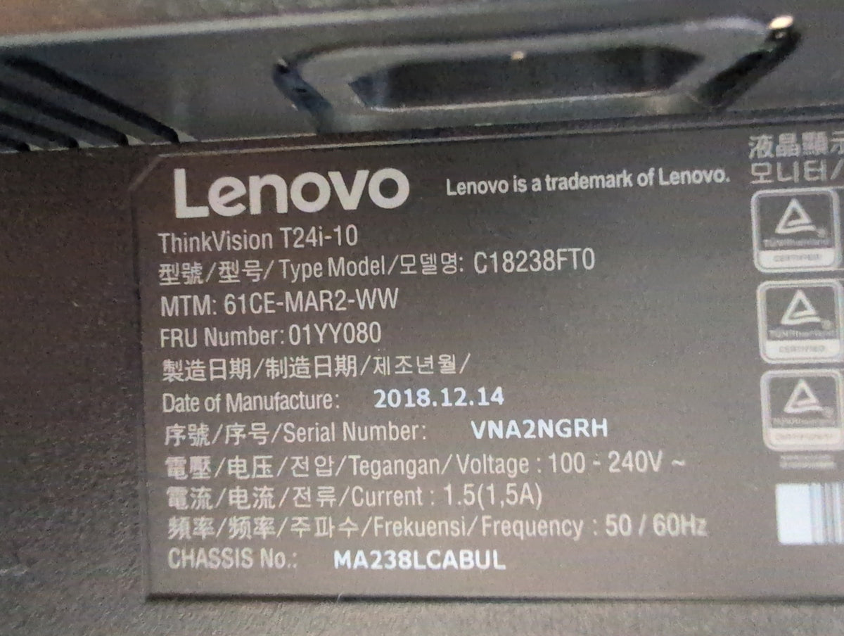 🎸 Lenovo ThinkVision T24i-10 23.8" Full HD LED Monitor DisplayPort HDMI VGA