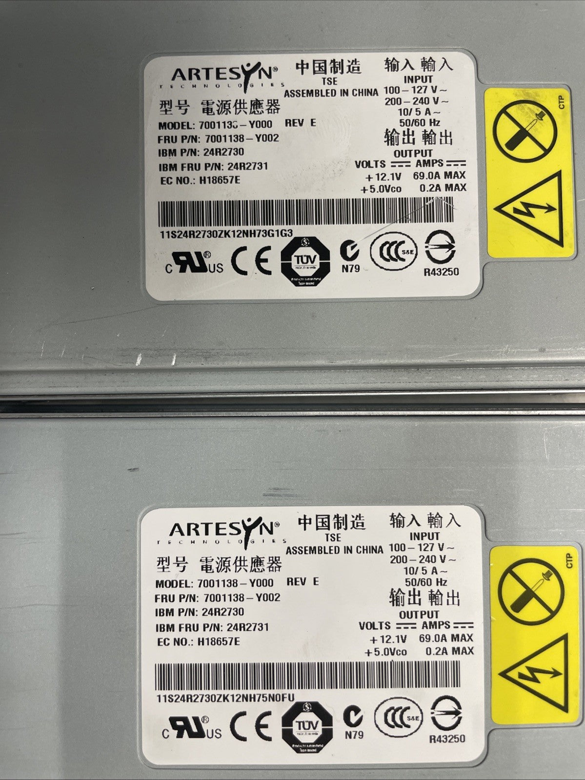 Lot of 2  835W Artesyn 7001138-Y000 Power Supplies Unit  +