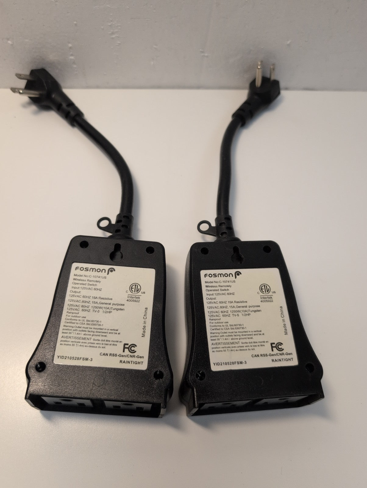 🔥 2X FOSMON C-10741US WIRELESS REMOTELY OPERATED SWITCH 125V 15A -