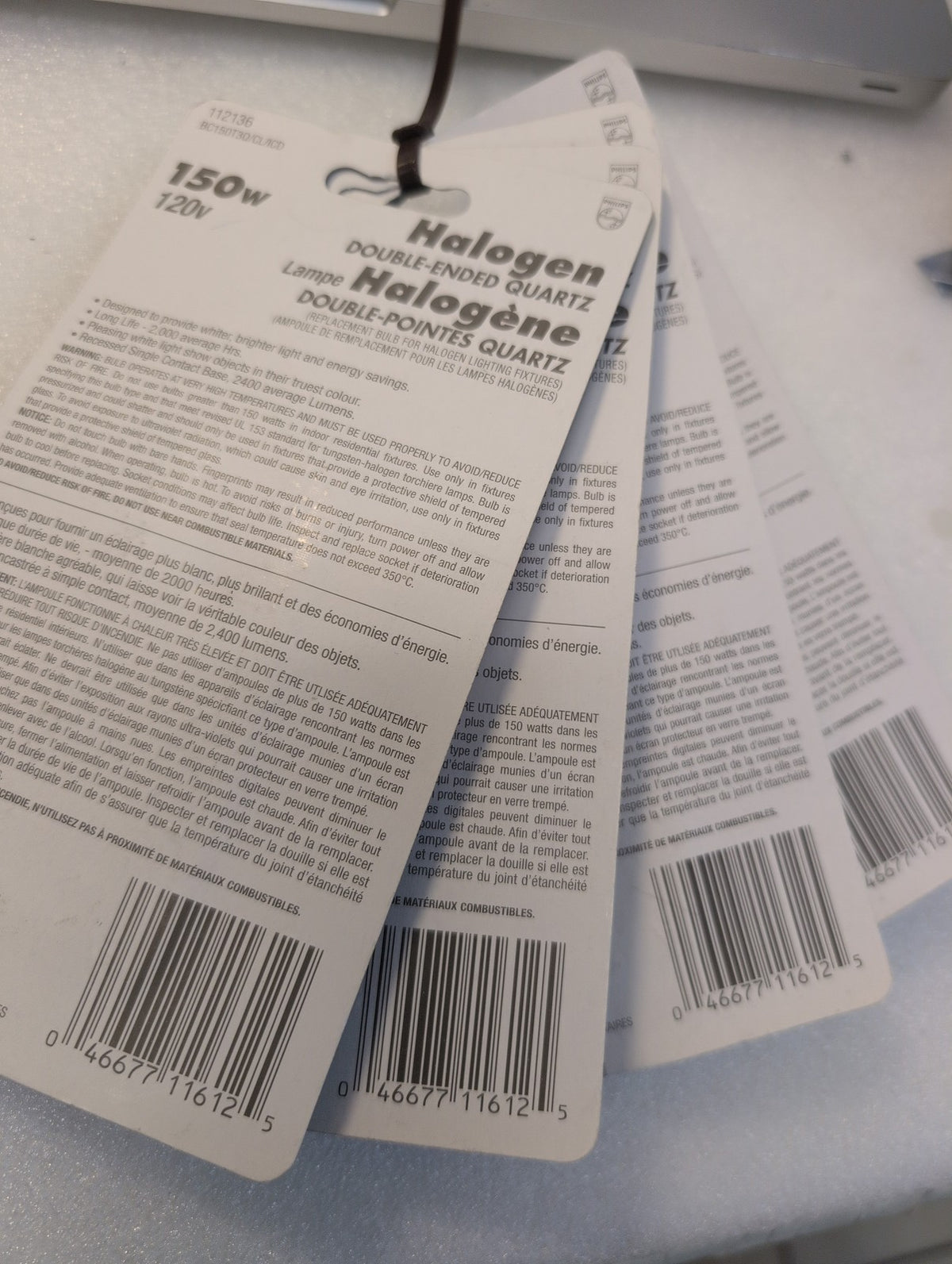 🎸 4x NEW Philips BC150T3Q/CL/ICD 150W 120V Double-Ended Quartz Halogen Bulb