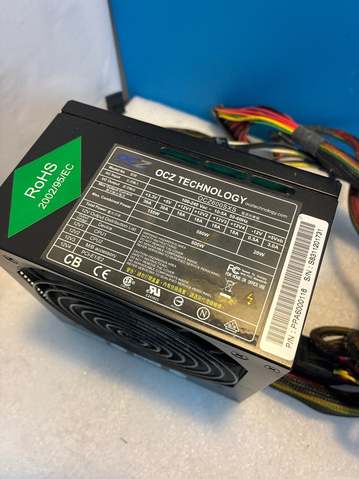 🔥 OCZ Technology OCZ600SXS 600W ATX PC Power Supply PSU 120mm Fan Black