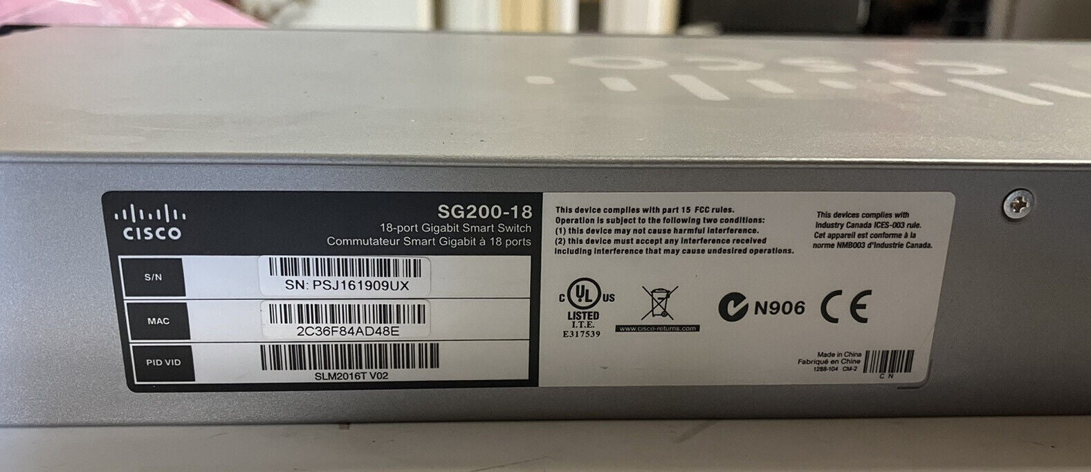 ~ Cisco SG200-18 18 Port Gigabit Smart Network Switch