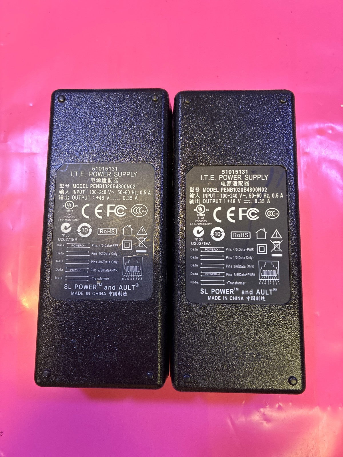 🔥 SL Power Ault PENB1020B4800N02 PoE Injector 48V 0.35A Lot of 2