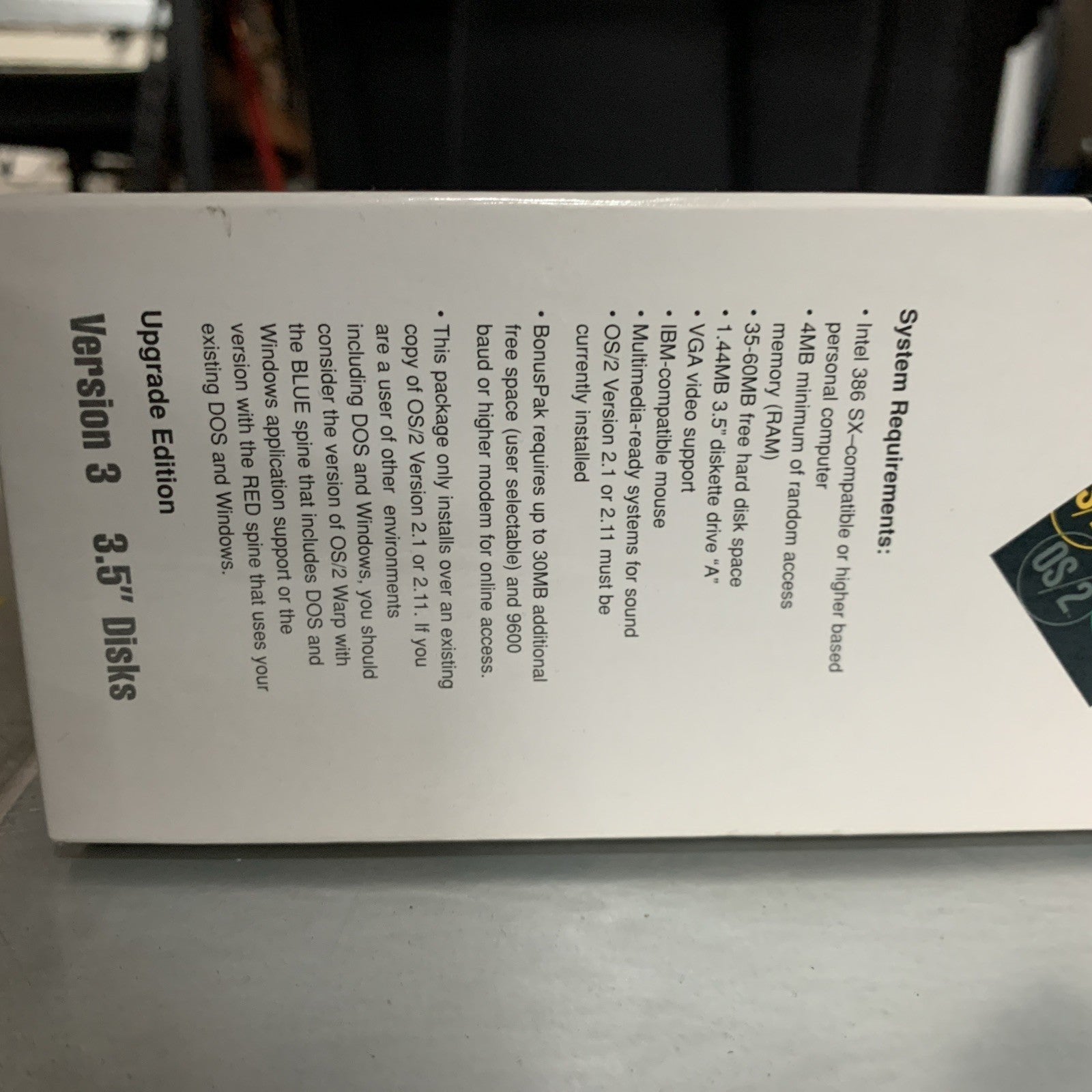 Unused - Vintage  IBM OS/2 Warp Version 3 with BonusPak 3.5" Floppy Disks