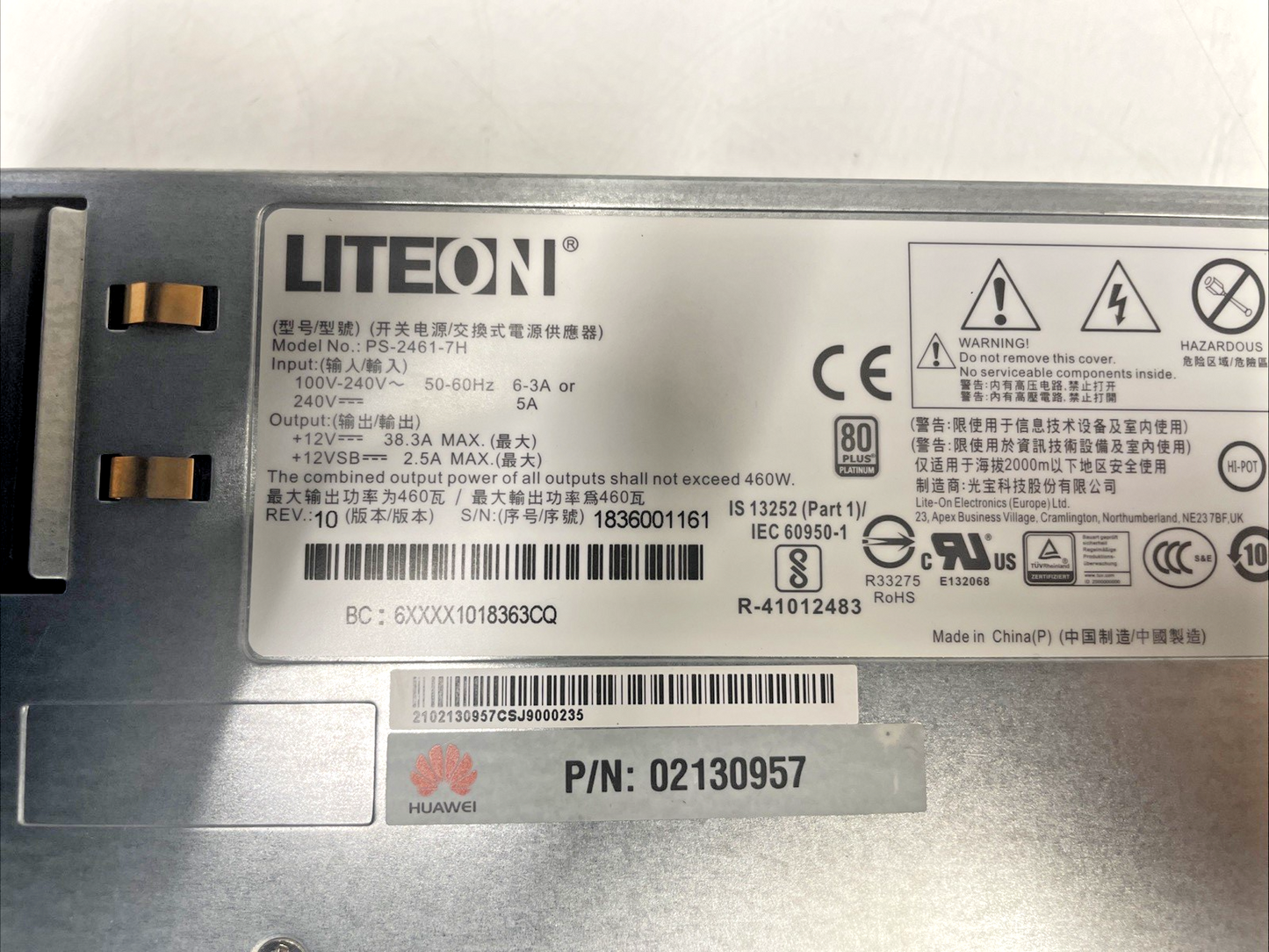 Liteon PS-2461-7H  Server Power Supply Unit 460W +