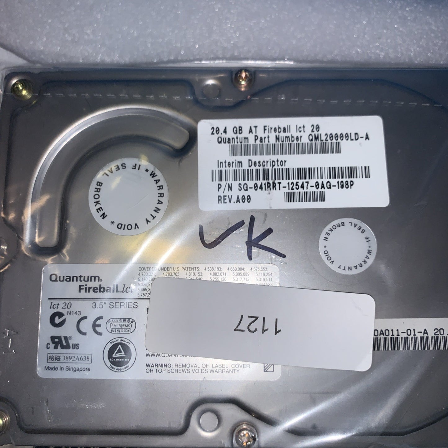 Quantum Fireball LCT 20 20.4GB IDE Hard Drive (1000+ days lifetime remaining)