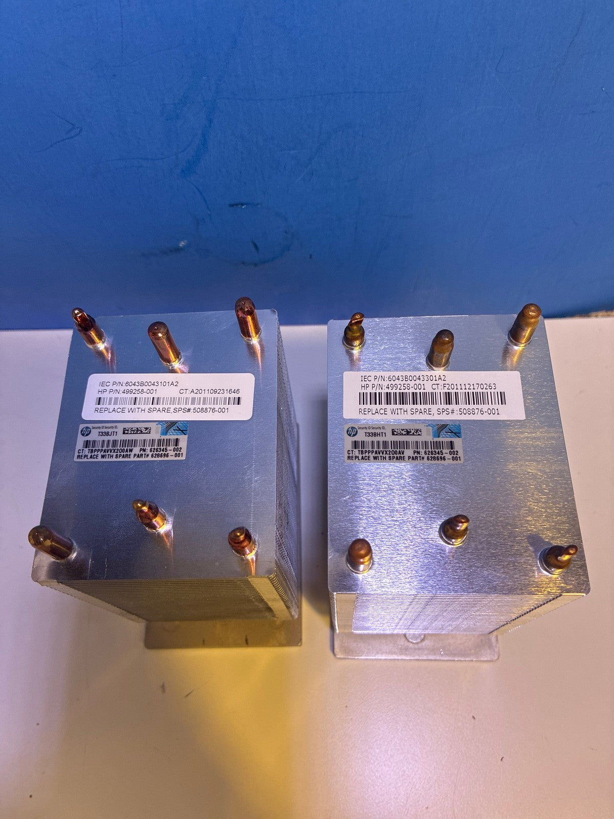 🔥 HP Server CPU Heatsink 499258-001 Aluminum Copper Heat Pipe Set of 628696-001