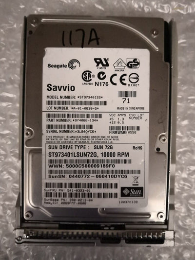 + 2 X Seagate Savvio 2.5" 72GB 10K SAS HDD Hard Drive ST973401SS W/TRAY