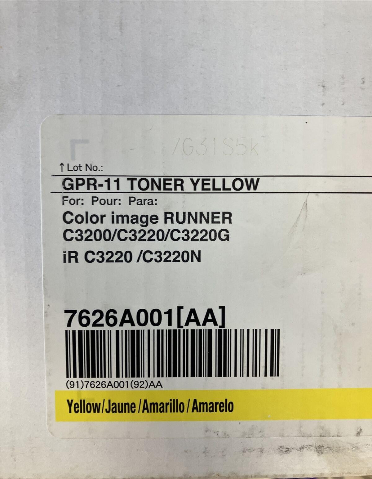 (Open Box) GPR-11 Toner Yellow For C3200 / C3220G / iR C3220 / C3220N 7626A001 ~