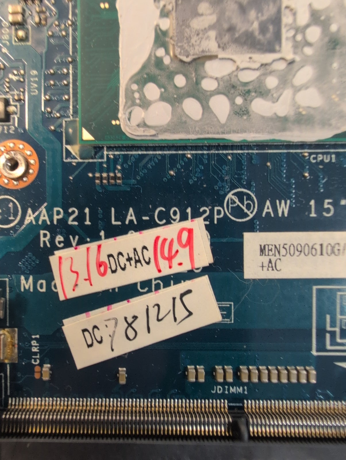🔥 Dell Alienware 15 R2 Motherboard  LA-C912P  (i7-6700HQ CPU/GTX970M 3GB) -
