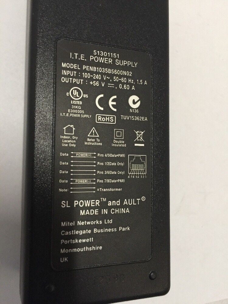 - MITEL I.T.E. POWER SUPPLY 51301151 PENB1035B5600N02 56V 0.6A 